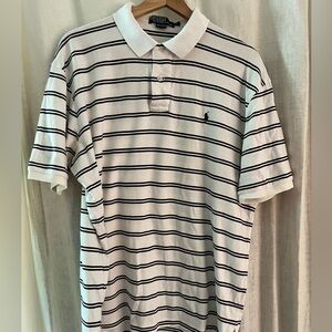 Ralph Lauren Polo. White with navy horizontal stripes. Size Large.